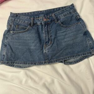 Denim mini skort